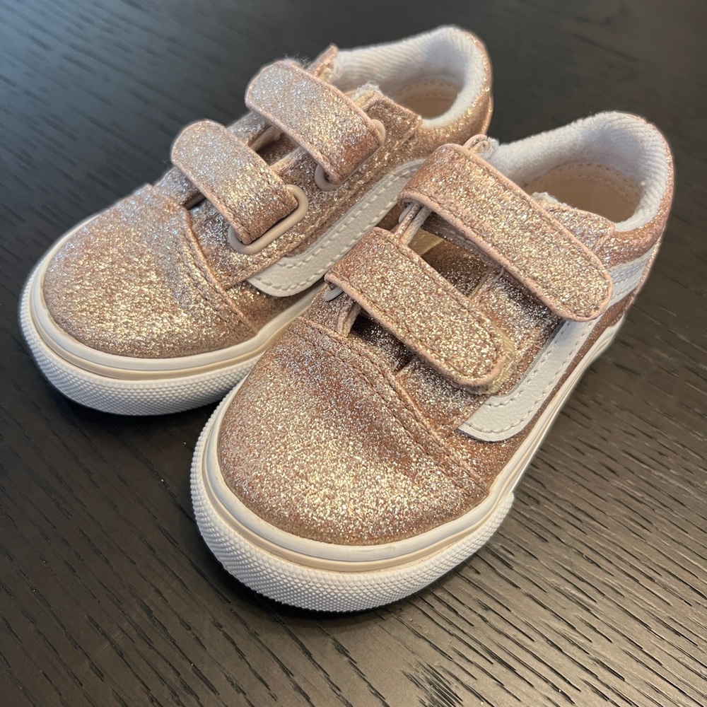 Toddler Girls Sparkly Pink Vans Size 5